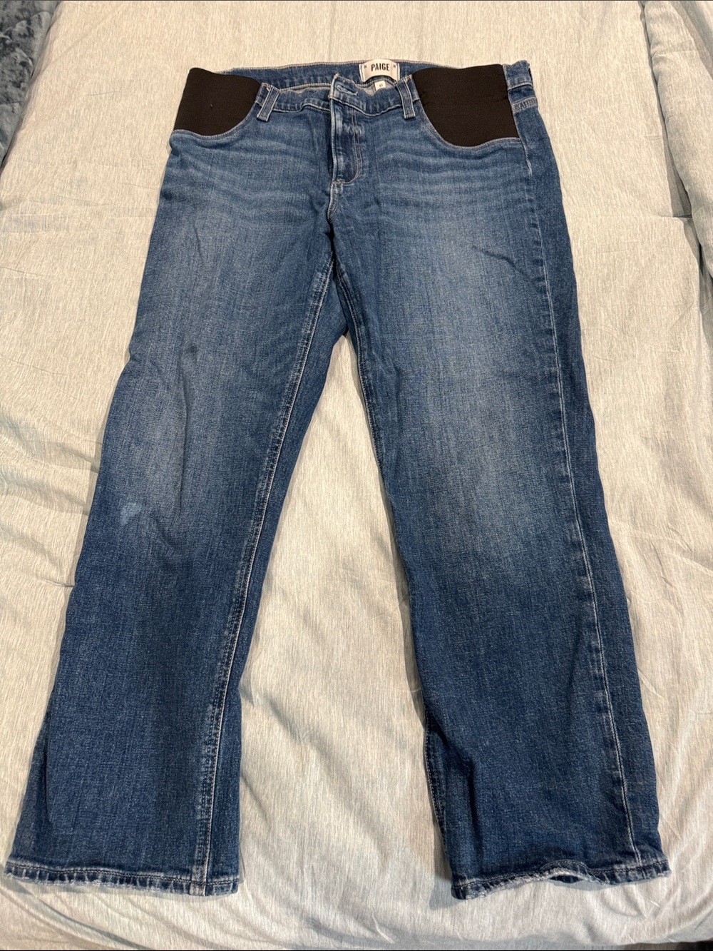 PAIGE Maternity womens  Dark Blue Relaxed Jeans with Black Elastic Waist Panels